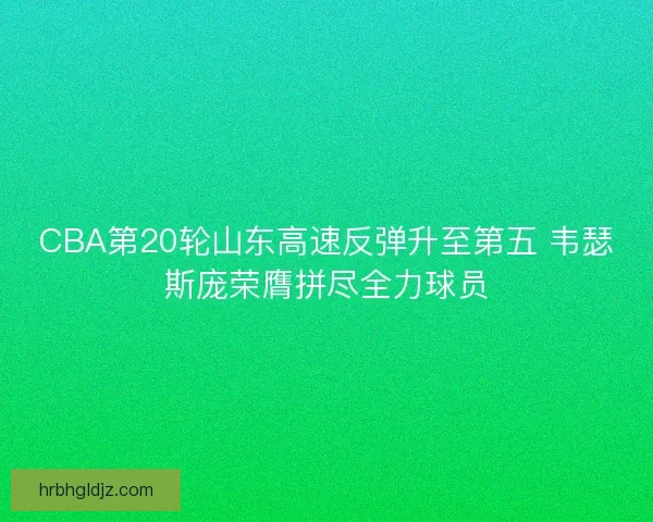 CBA第20轮山东高速反弹升至第五 韦瑟斯庞荣膺拼尽全力球员